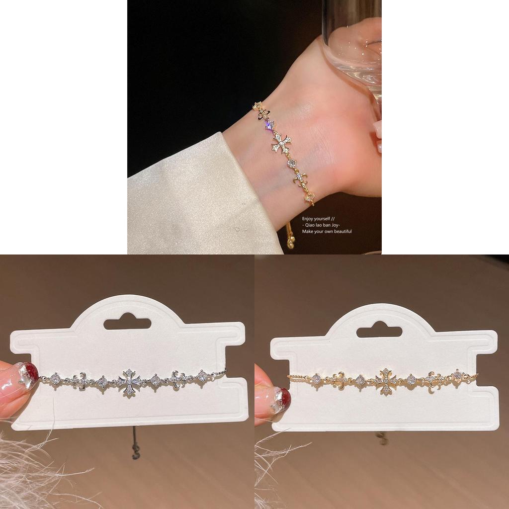 Iris Blume Zirkon Kreuz Verstellbares Armband Für Frauen Modeschmuck Geschenk Für Sie