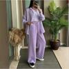 Spring Fashion Women's Plus Size Two-Piece: Linen-Style Shirt & High-Waisted Loose Pants