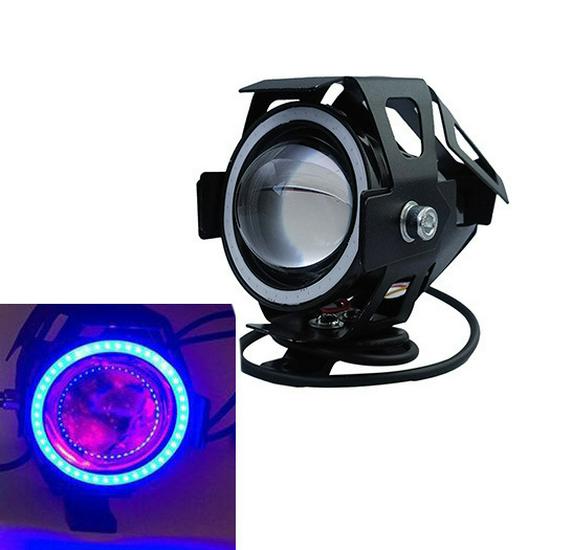 Universal U7 LED Motorcycle Spotlight with Super Bright Laser and Angel Eye Flashing Headlight