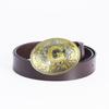 Men's Punk Whole Cowhide Perforated G-shaped Buckle Leather Belt for Jeans - Fashion Casual Retro Style