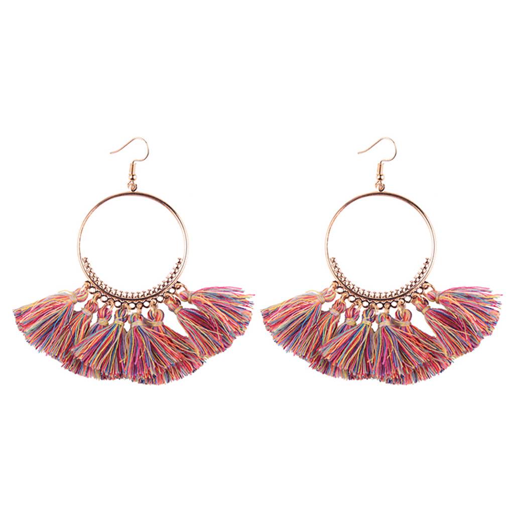 

Fashion Women Bohemian Dangle Long Tassel Thread Drop Ear Earrings Stud Jewelry