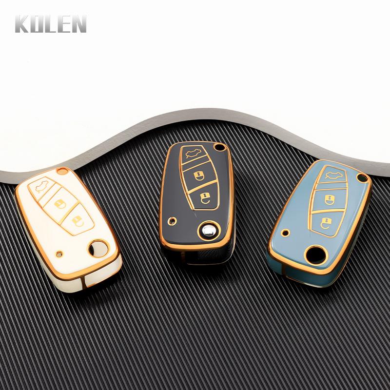 New TPU Car Flip Key Case Cover For FIAT 500 Panda Stilo Ducato Punto Doblo Bravo 3 Buttons Protected Holder Fob Bag Accessories