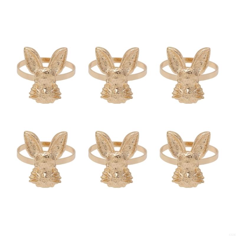 6Pcs Easter Rabbit Napkin Rings Set for Spring Parties and Family Gatherings 6XDE