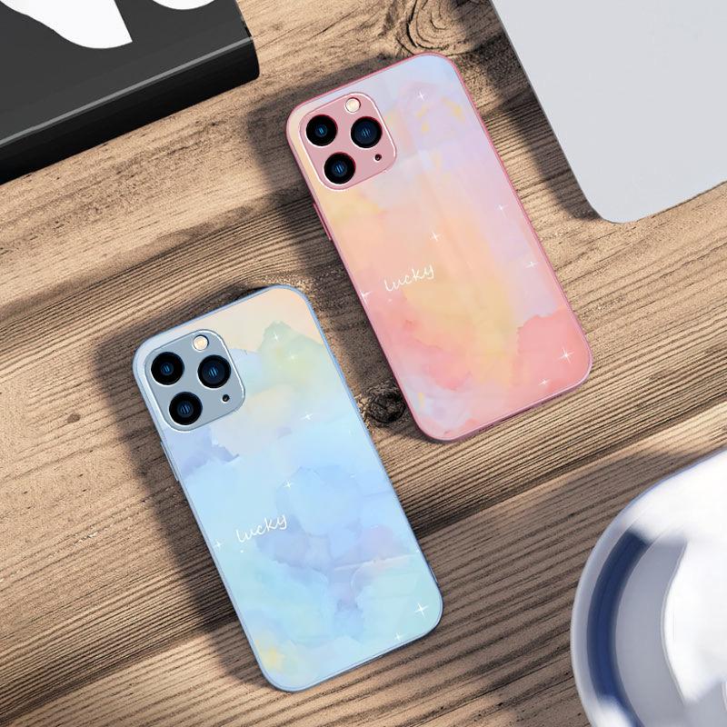 Aquarell-Mischung Für iPhone 16 Pro Max 15 Pro 14 13 12 Mini 11 XS Max XR 7 8 Plus SE 2022 Gehärtetes Glas Handyhülle