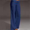 Linen Wide Leg Pants Elastic Drawstring Waist Casual Flare Trousers With Side Pockets Lightweight Loose Fit Beach Vacation Daily Palazzo Pants