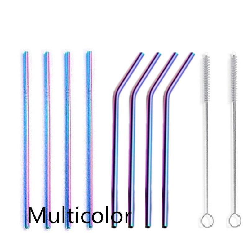 Metal Straw Reusable Drinking Straws Stainless Steel Bag Straw 8pcs Straws + 2pcs Brushs + 1pcs Bag Barware