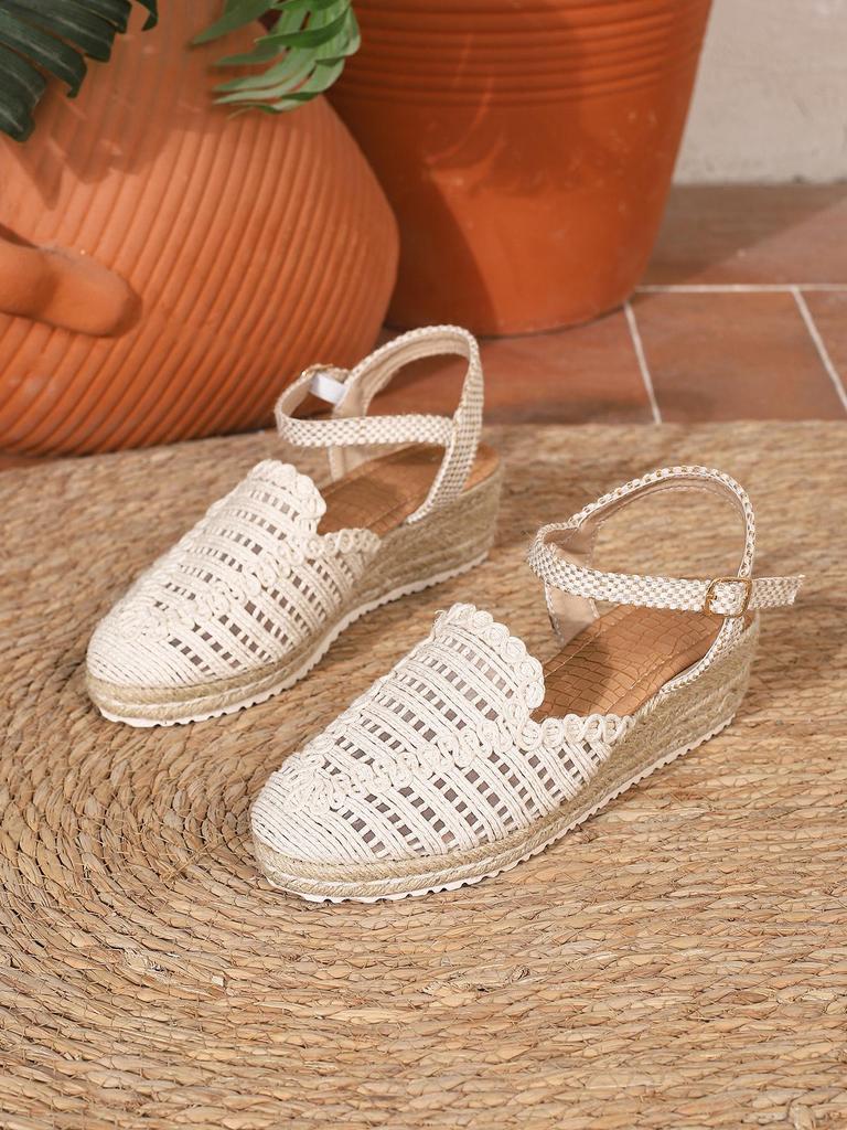 Spring Roman-Style Wedge Sandals - Round Toe, Thick Sole, PU Finish