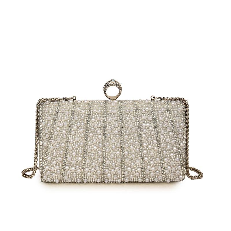 Women Pearl Banquet Bag Ladies Dress Embroidery Rhinestone Handbags Fashion Carry On Shoulder Bags Wedding Evening Clutch