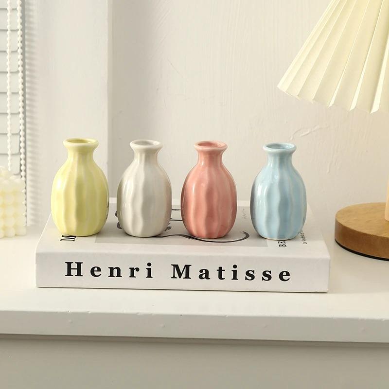 Mini Keramik Blumenvase Ästhetische Hydroponik Pflanzenvasen Blumenarrangement Topf Raumdekor Nordische Heim Schreibtischornament Florero