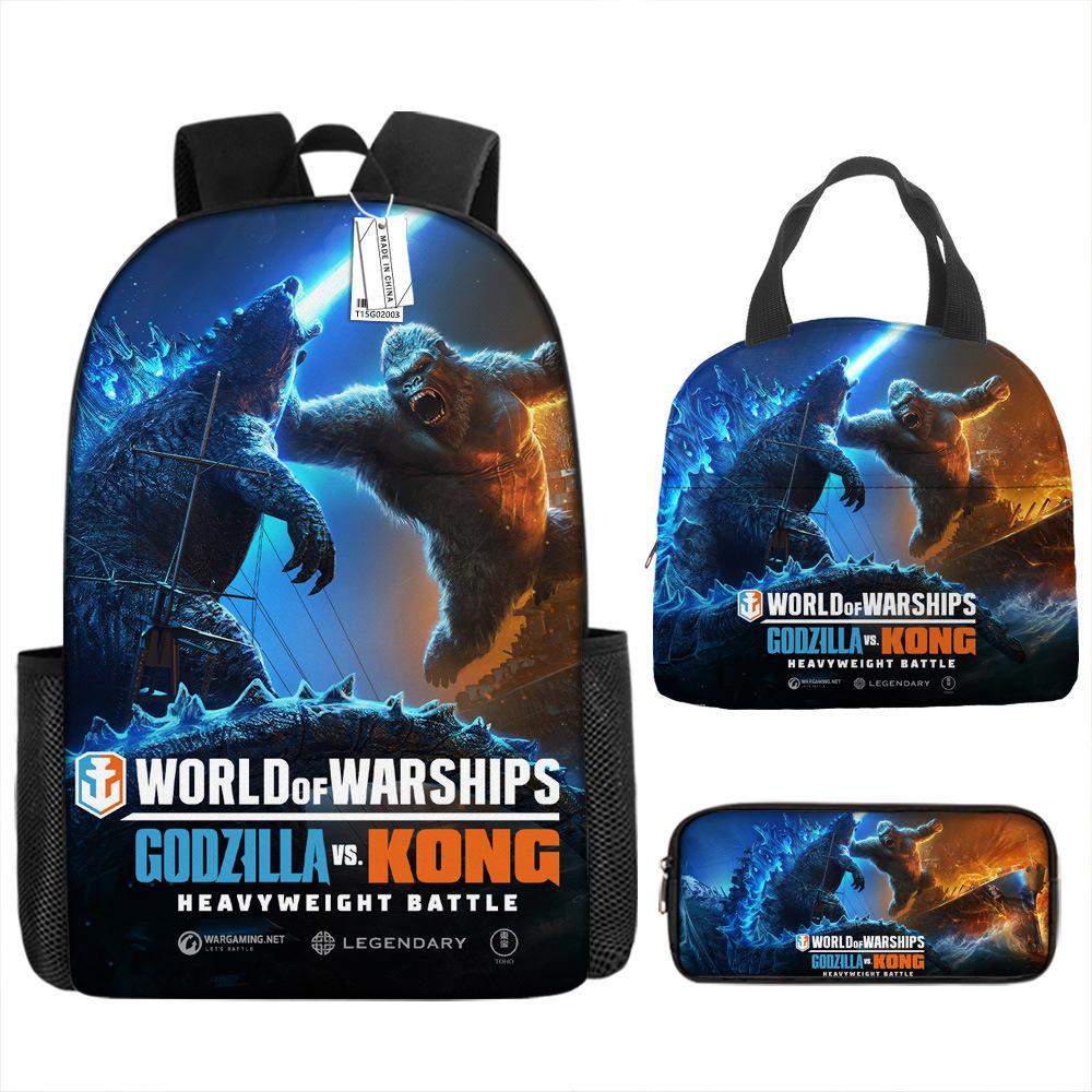 Godzilla Kids School Bag Godzilla Elementary And Secondary School Backpack Lightweight Digital Printed Lunch Bag Lunch bag