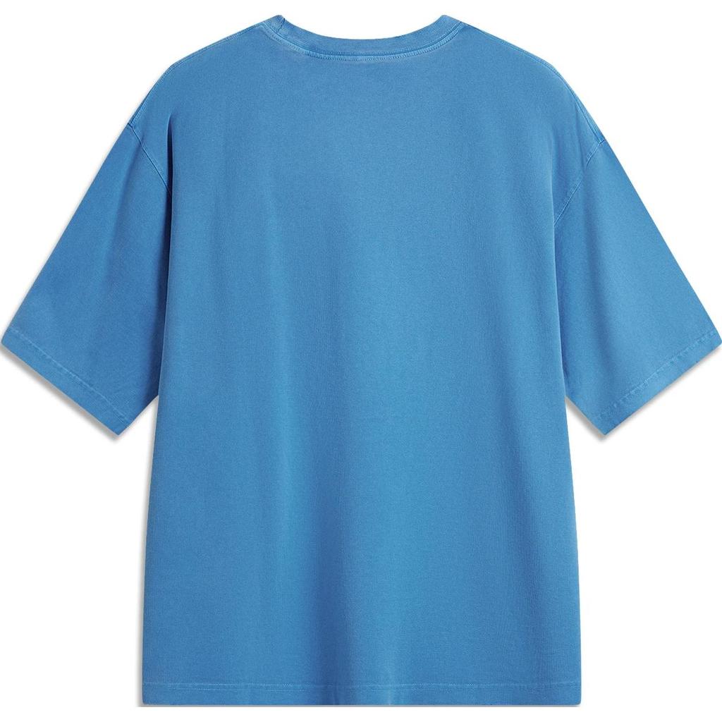 Li Ning Basketball Series Letter Round Neck Comfortable Breathable Loose Short Sleeve T-Shirt Men Tops Starry-Blue AHSU441-7