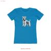 White Schnauzer Womens Slim Fit Ringspun Cotton T Shirt Vintage Washed Soft Comfortable Slightly Stylish Versatile Streetwear