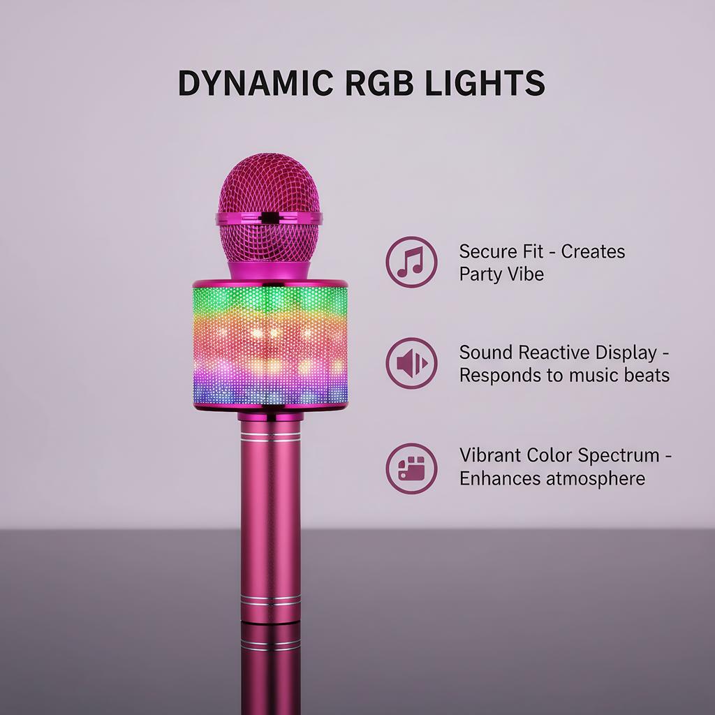 All-in-one Entertainment Microphone Speaker, Karaoke, Music Player, Voice Changer, FM Radio, LED Light Mic for Party Gathering
