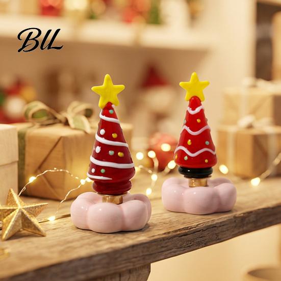 Crystal Holiday Decor Handmade Glass Christmas Tree Ornament with Star Top And Colorful Bead Details, Figurine Desktop Rotating for Home Tabletop
