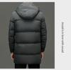 Men's 2024 Winter White Duck Down Hooded Mid-Length Jacket - Detachable, High-End Business Casual Style