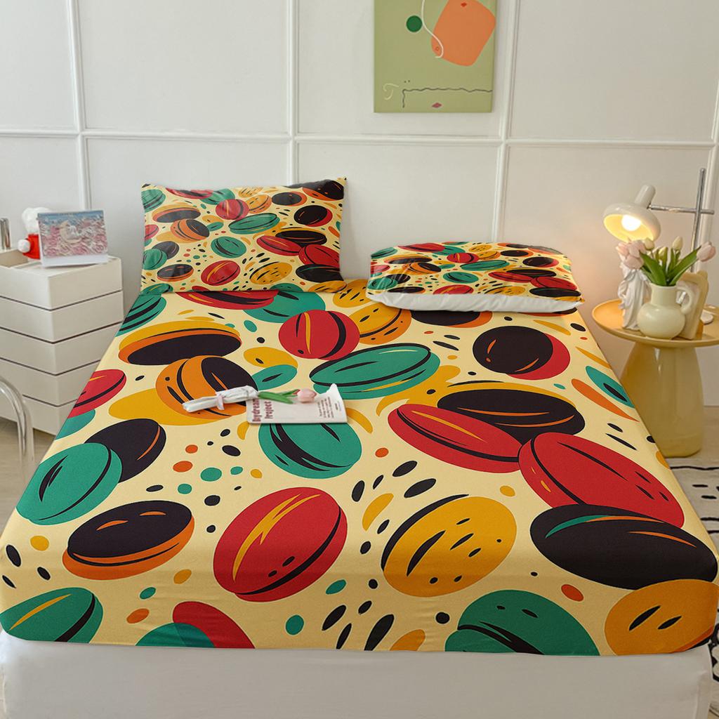 Modèle de matelas Cartoon Two, Housse de protection de matelas, Ensemble trois pièces de housse de protection, Impression numérique