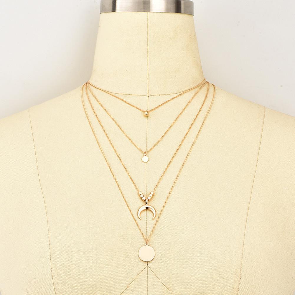 Women Fashion Multilayered Moon-circle Lady Pendant Delicate Fine Craft Ornaments