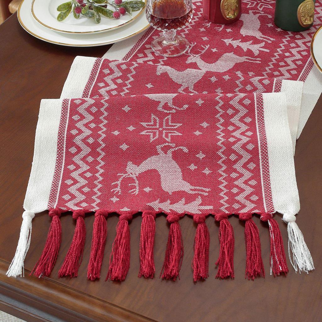 Luxury Christmas Table Runner: Handmade Imitation Cotton-Linen Tea Towel