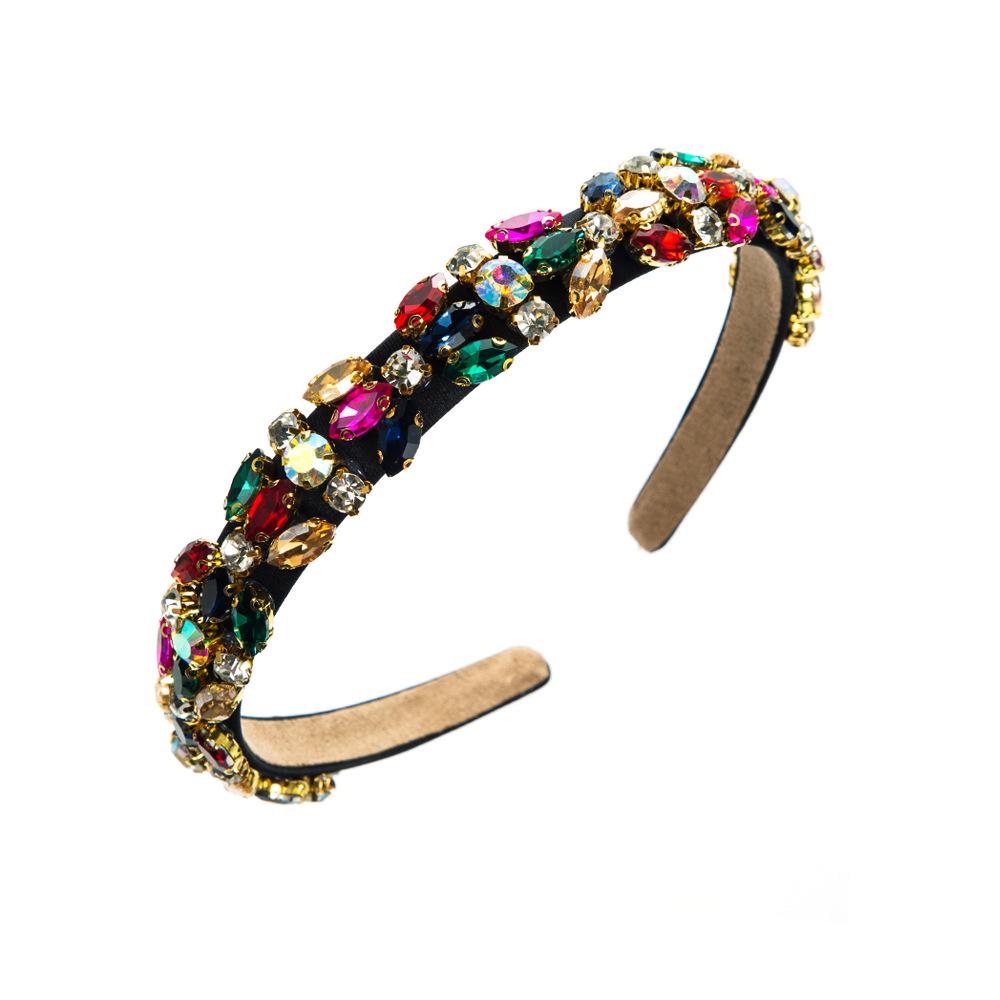 

Европейский и американский барочный многоцветный ободок для волос со стразами - Элегантный тонкий зажим с винтажным роскошным дизайном разноцветный