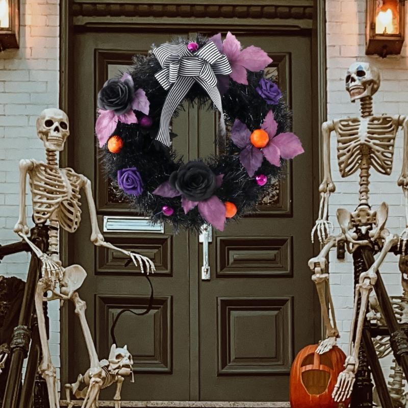 Hanging Wreath for Halloween Festivities Scary Colorful Door Garlands Accessories Party Indoor Outdoor Party Decorations