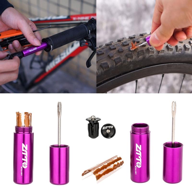 Tubeless Bike Tire Repair Kit for Road Bicycle Mountain Bike Tires Fix a Puncture or Flat Canister Plugger Tool for W/ P