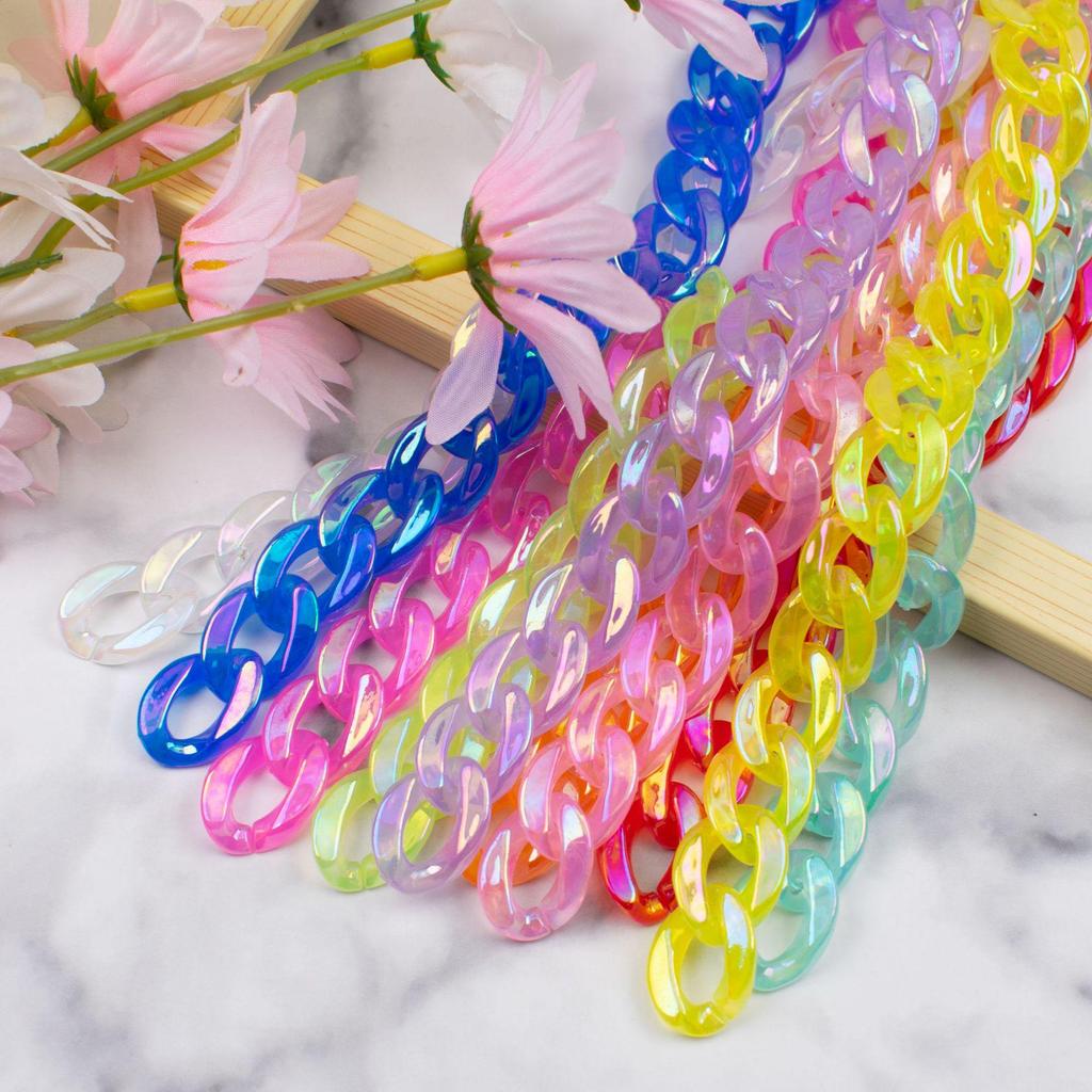 Acrylic Iridescent Chain & Jump Ring Set for DIY Jewelry and Phone Case Accessories