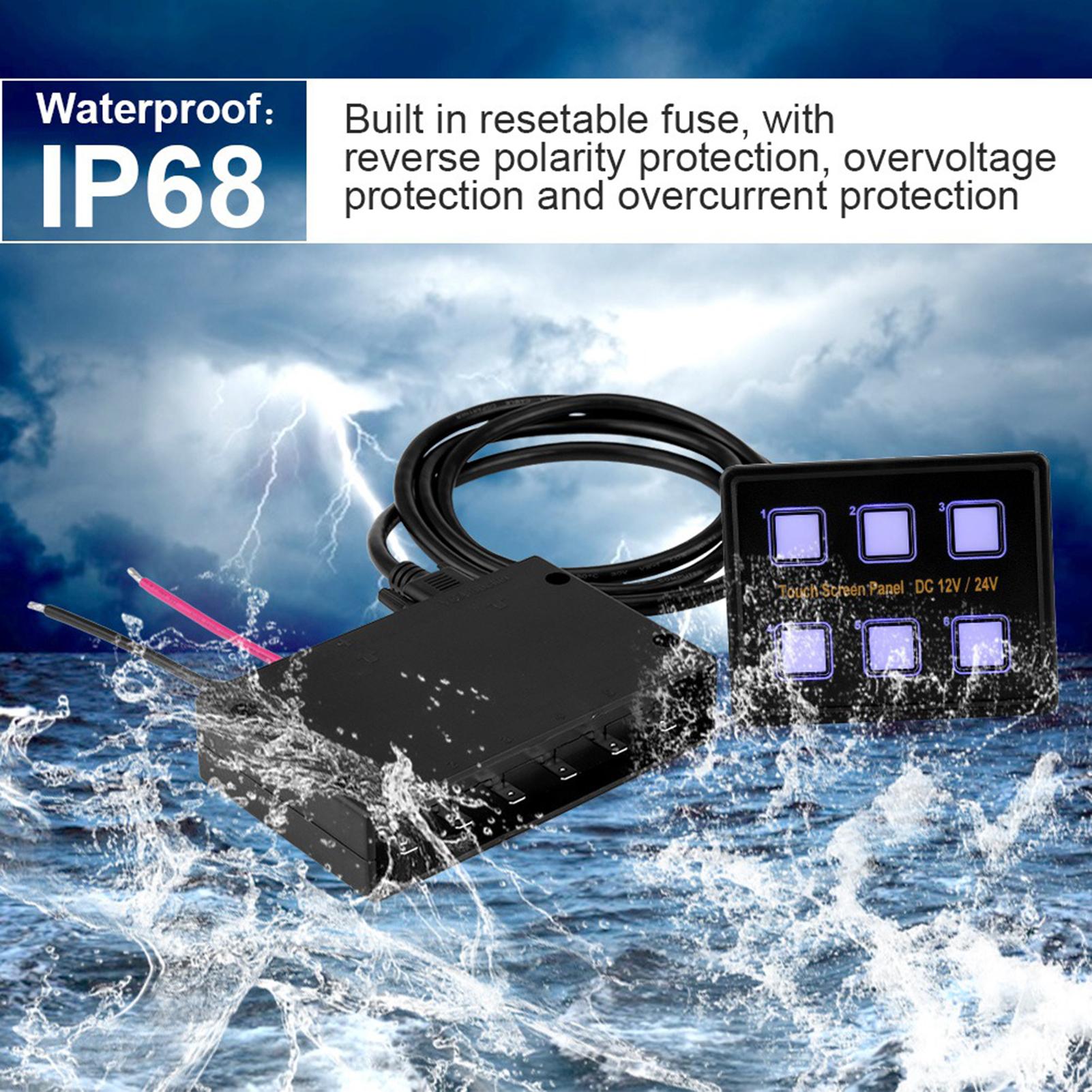 

12В 24В 6-клавишная сенсорная панель управления Светодиодная панель переключателей для автомобиля, лодки, универсальная