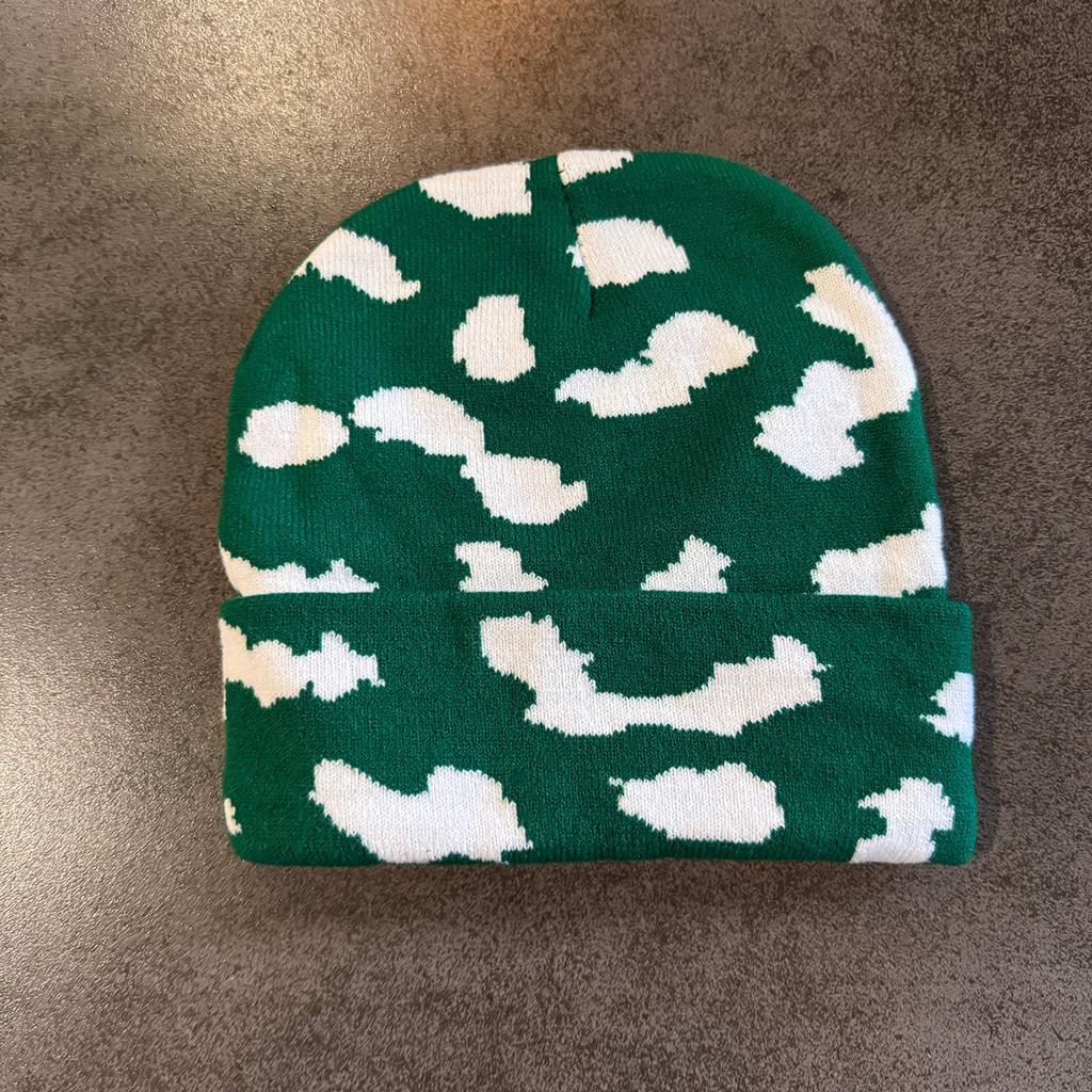 Waffle Knit Cloud Pattern Beanie With Warmth For Outdoor Activities зелёный