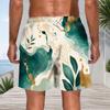 Men Plus Size Printed Beach Shorts Drawstring Waist Side Pockets Straight Leg