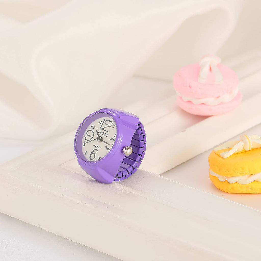 JEWELRYWE Ring Watch Business Fashion Waterproof Flip-up Cover Numeric Dial Sport Quartz Ring Watch Stainless Steel
