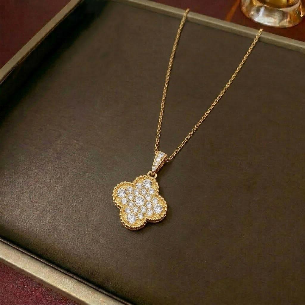 Women's Camellia Rose Titanium Steel Necklace - Sweet Korean & Japanese Style Clavicle Chain.