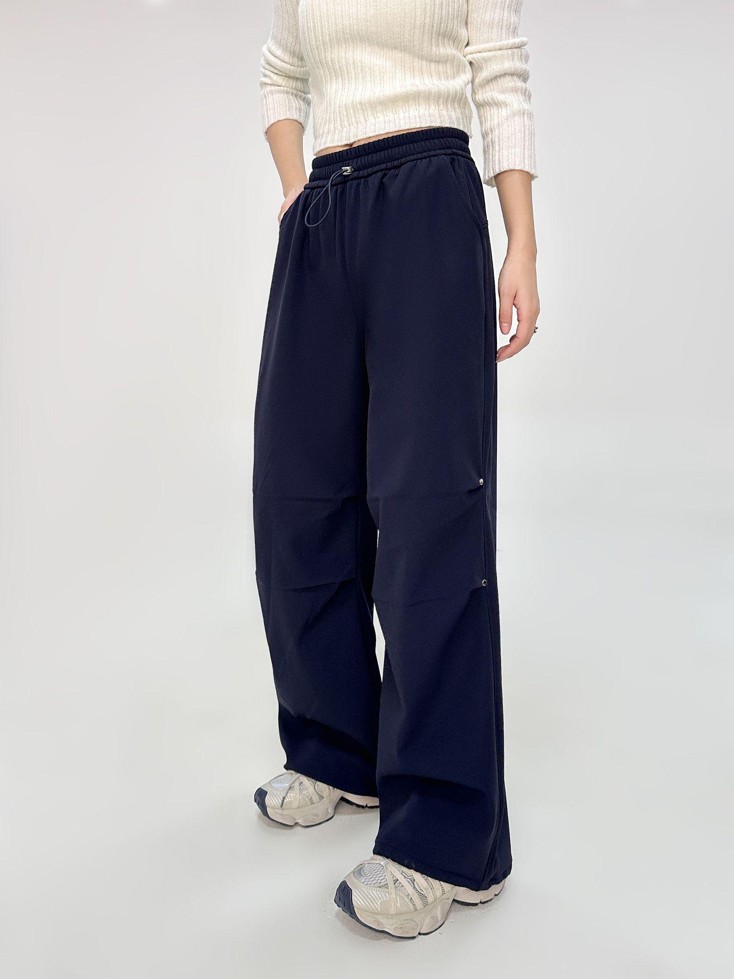 

Женские зимние брюки для работы на открытом воздухе с высокой посадкой и флисовой подкладкой - широкие джоггеры с быстрой сушкой. M (Height 160cm-165cm) темно-синий