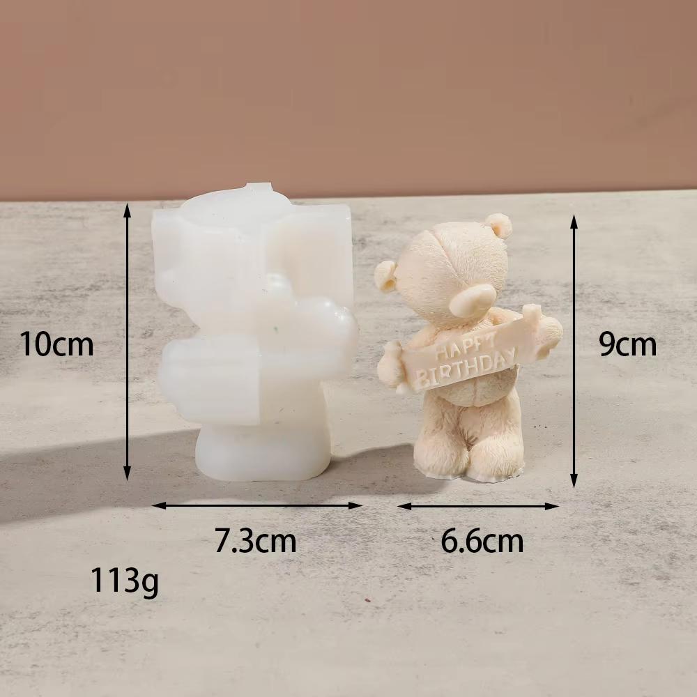 DIY New Cartoon Bear Candle Silicone Mold Bear Dad Bear Mom Aromatherapy Gypsum Pendant Cake Baking Tool Birthday Party Gift