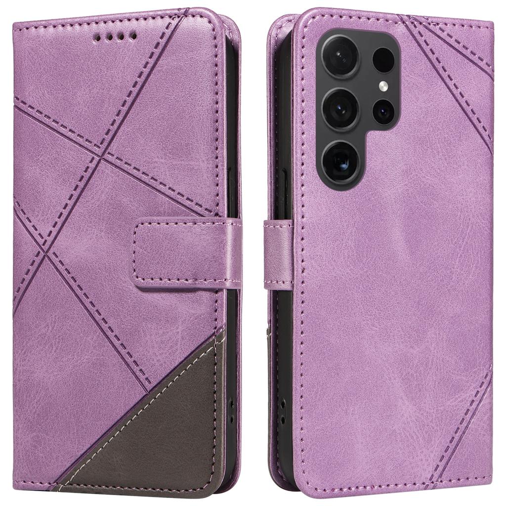 Für Samsung Galaxy S24 Ultra Hülle PU Leder Handyhülle mit Kartenhalter Geometrische Linie