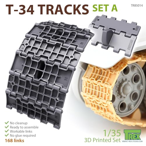 T-Rex Studio 1/35 WWII Soviet/Russian T-34 Medium Tank Track Set A, Plastic Model Parts TR85014, Molded in Color