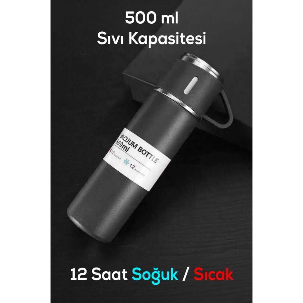 Set Of 3 Thermos Cups Black