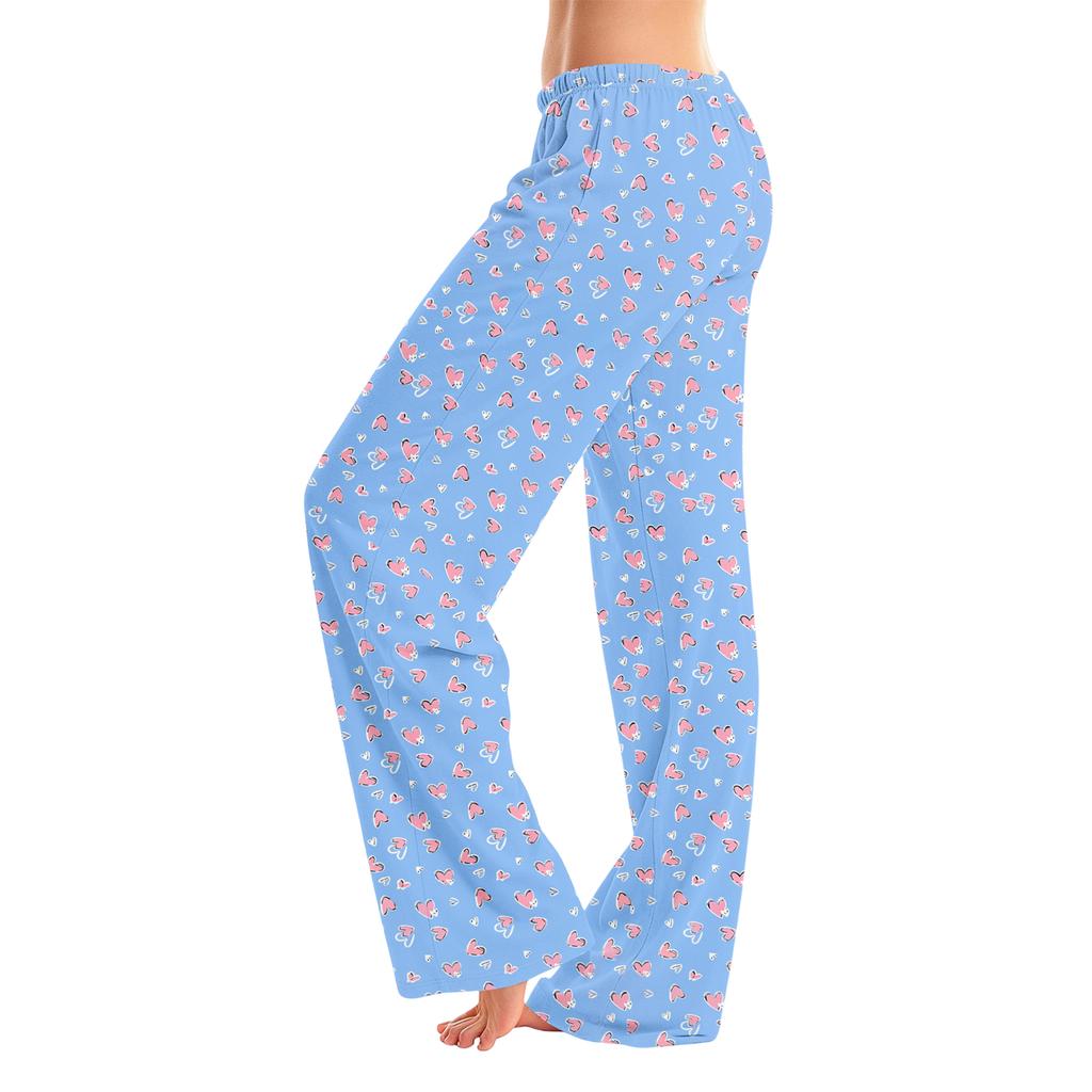 Women's Christmas Print Pajama Pants Casual Sleep Bottoms Without Holiday Home Wear