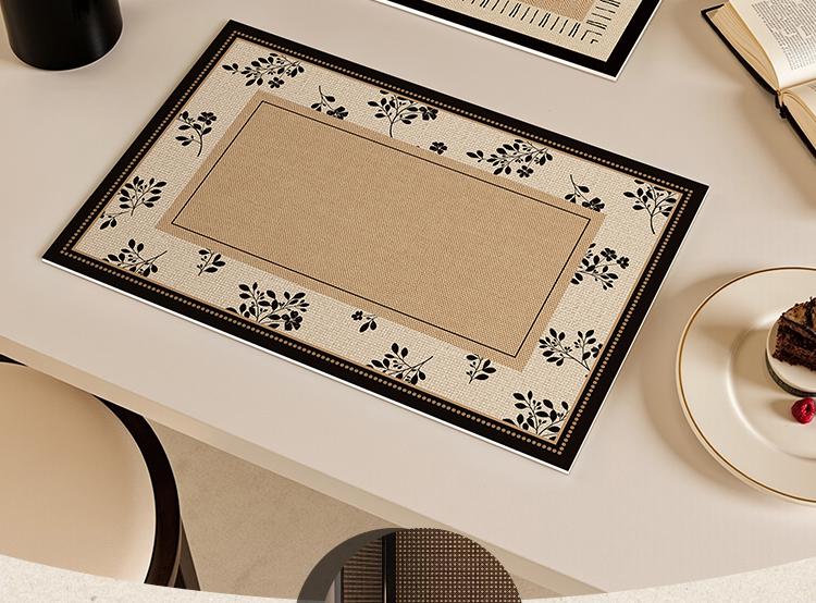 French Vintage PVC Placemat: Luxury Feel, Waterproof, Oil-Proof, Heat-Resistant, Wash-Free Coaster Pad.