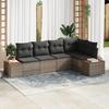 VidaXL 5-Piece Garden Sofa Set with Cushions Grey Poly Rattan Acacia 3348085