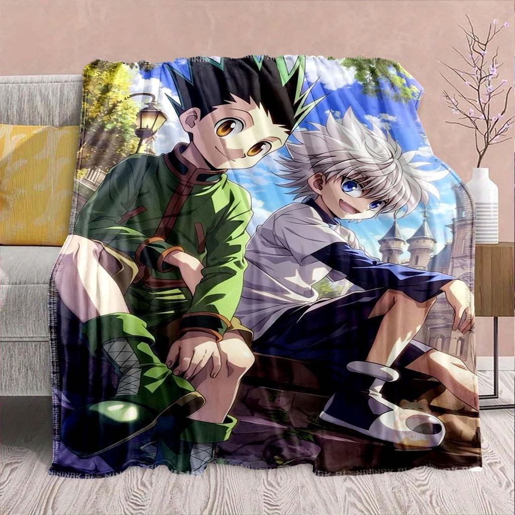 Hunter x Hunter Anime Flannel Blanket – Soft & Warm – Perfect for Sofa, Bedding, Camping, Travel, Office, & Home Decor – QJY