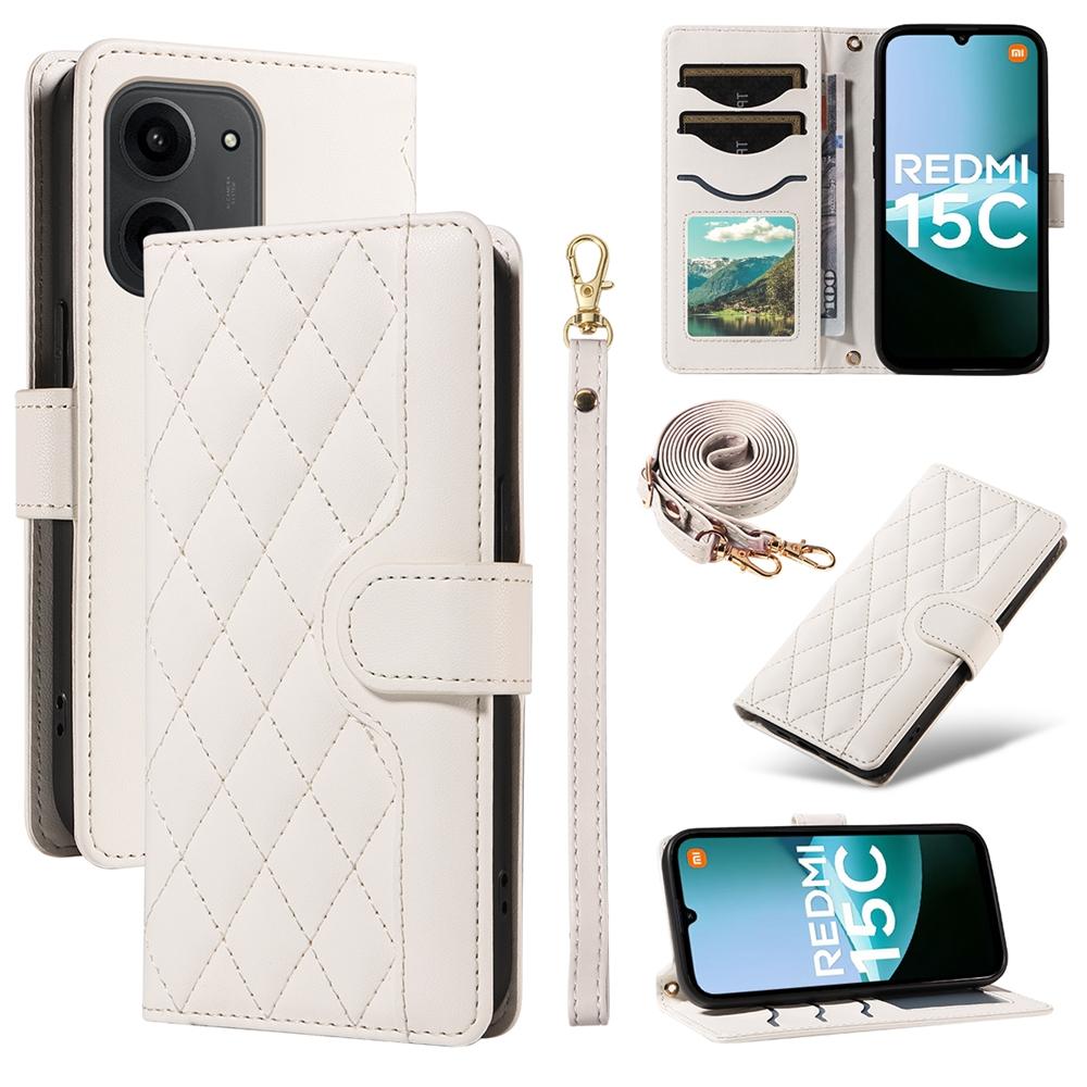 Lanyard Wallet Leather Case For Redmi 15 15C 14C 13C 13 13X 12 11A 10C 10 Prime 9C 9A 9i 9 4G A5 A3 Purse Phone Flip Book Cover