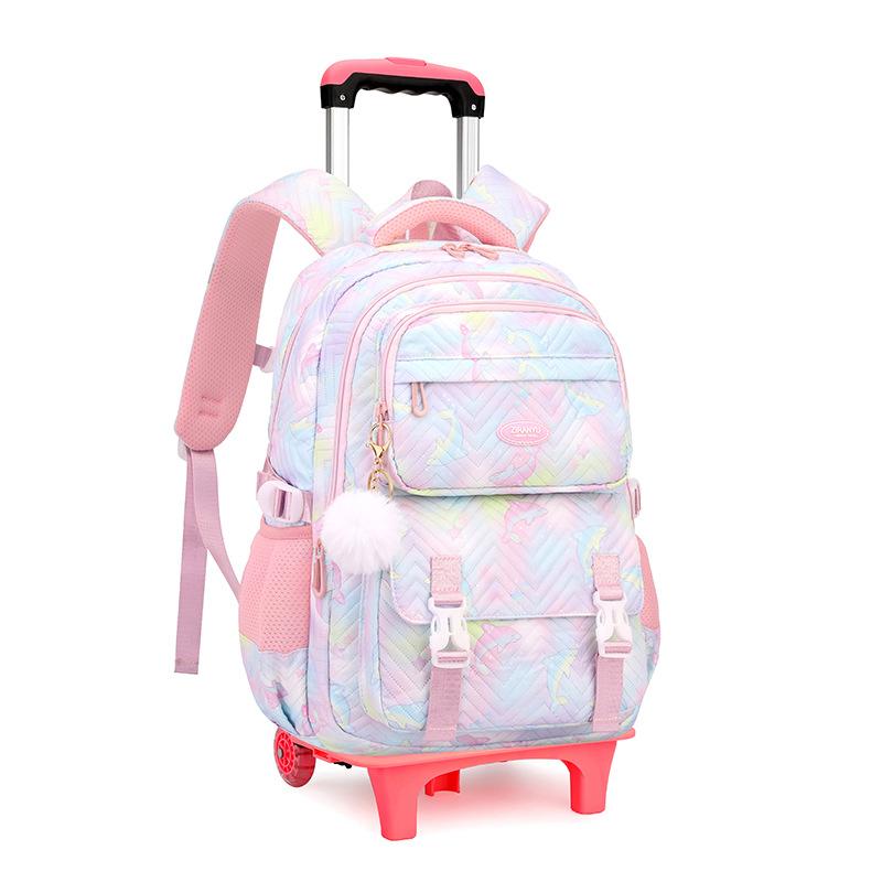 Zaino Scolastico con Ruote Zaino Trolley per Bambine Studentesse Zaino a Ruote Trolley Borsa Scolastica Trolley da Viaggio Bagaglio