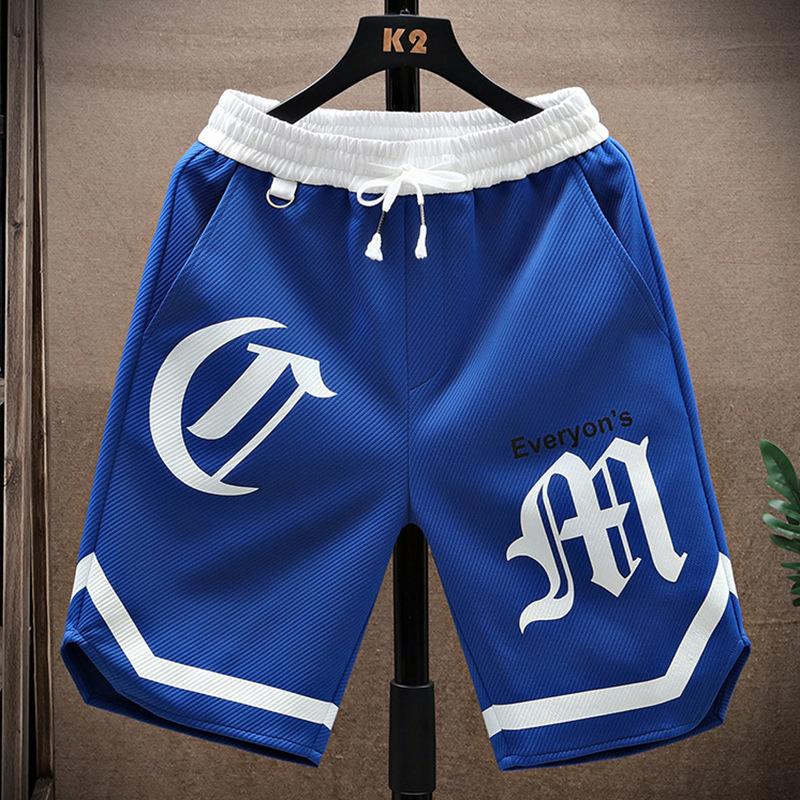 Letní běžecké šortky Muži Běžné Jogging Sport Krátké kalhoty Patchwork Potisk Stahovací šňůrka Volné Dry Gym Sportovní šortky