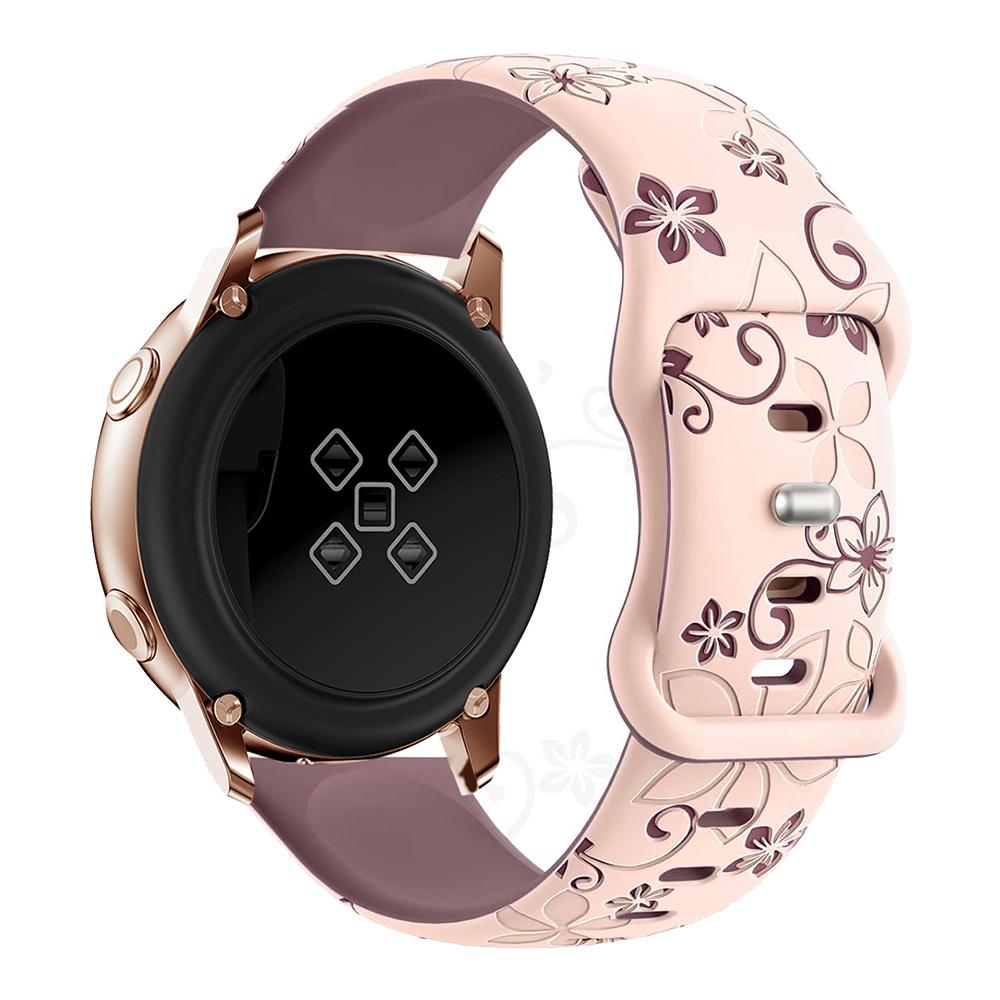 20mm Silikonový řemínek s vyrytým květinovým vzorem pro Samsung Galaxy Watch6 Classic 47mm/43mm/Watch6 44mm/40mm Dvoubarevný řemínek k hodinkám