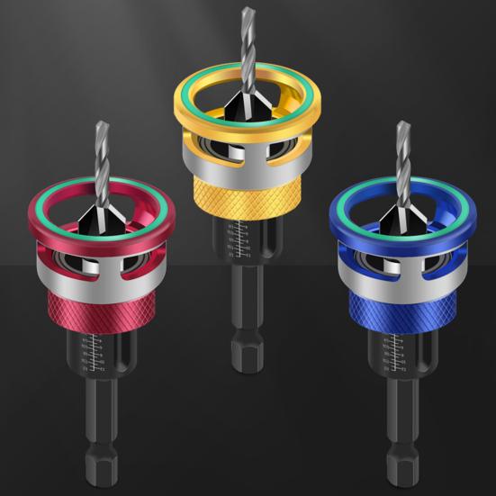 Countersink Drill Bit Set Adjustable Depth Stop Drill Bits Adjustable Hex Wrench Spiral Flute HSS M2 High Speed Steel 4-Edge Drill Bits