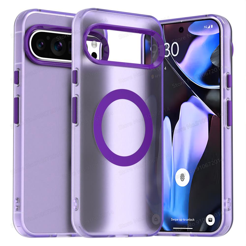 For Google Pixel 9 Pro XL Candy Color Magnetic Phone Case For Google Pixel 8 Pro 8A 9A Cases Translucent Matte Shockproof Cover