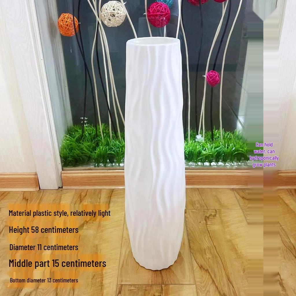 Nordic Large Resin Rattan Vase for Dried Flowers - Ceramic Look, Iron Art Floor Decoration.