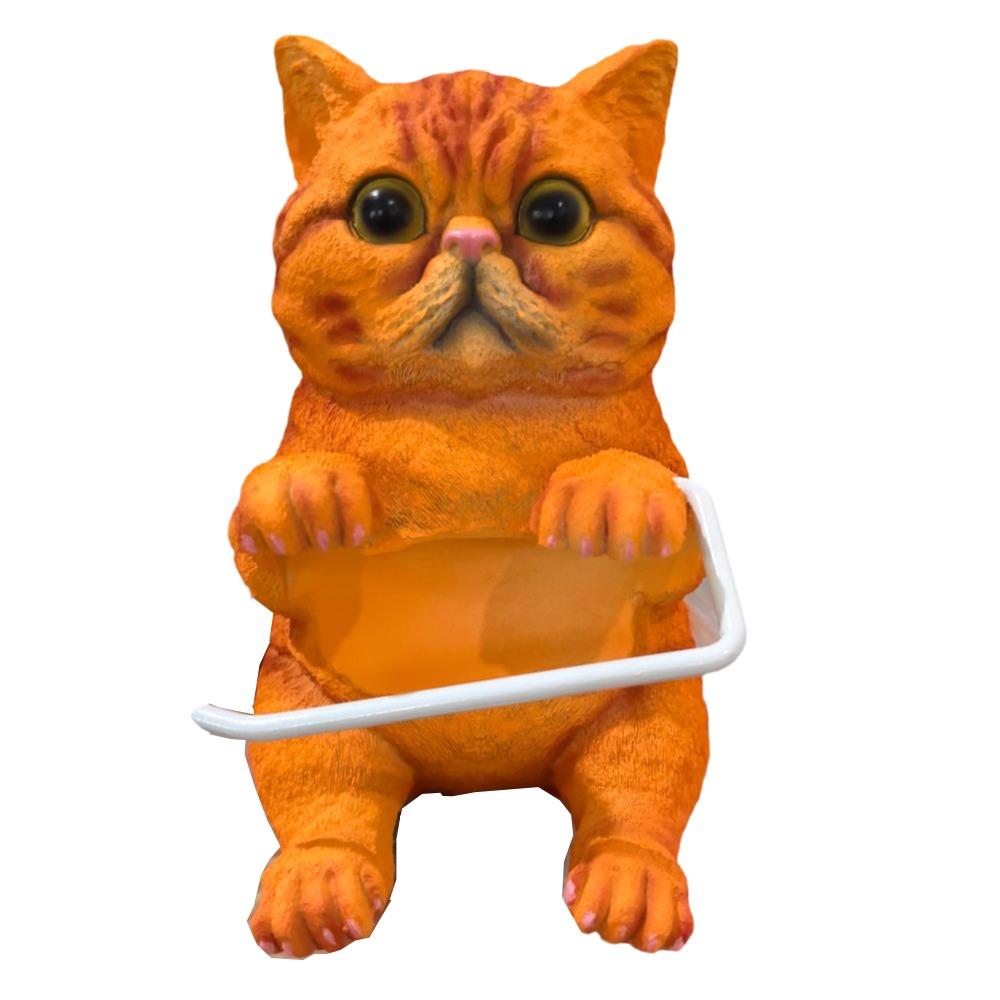 3D Cat Shape Cat Toilet Paper Holder Resin Hanging Paper Towel Stand  Bathroom Decoration