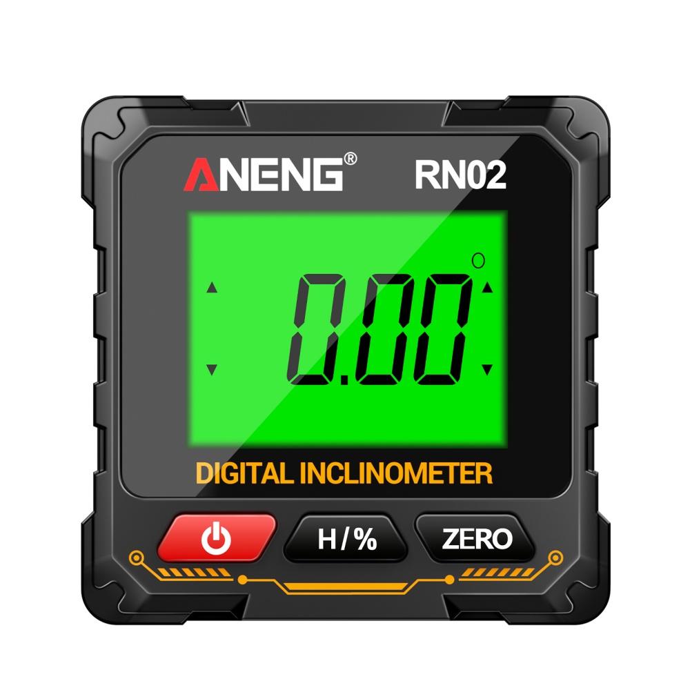 RN02/RN03 Multi-Function Digital Inclinometer Four-Sided Magnetic Charging Angle Gauge Supports 360 Degree Rotation Measurement