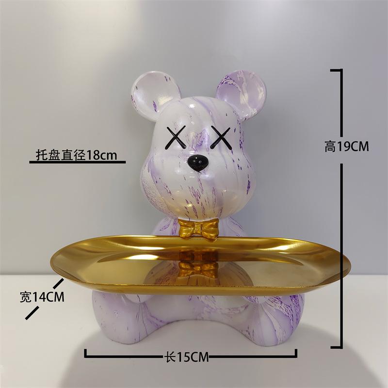 [2025 New] Cartoon Bear Tray Decor - Luxury Entryway Key Organizer, Multi-Function Resin Catchall for Living Room
